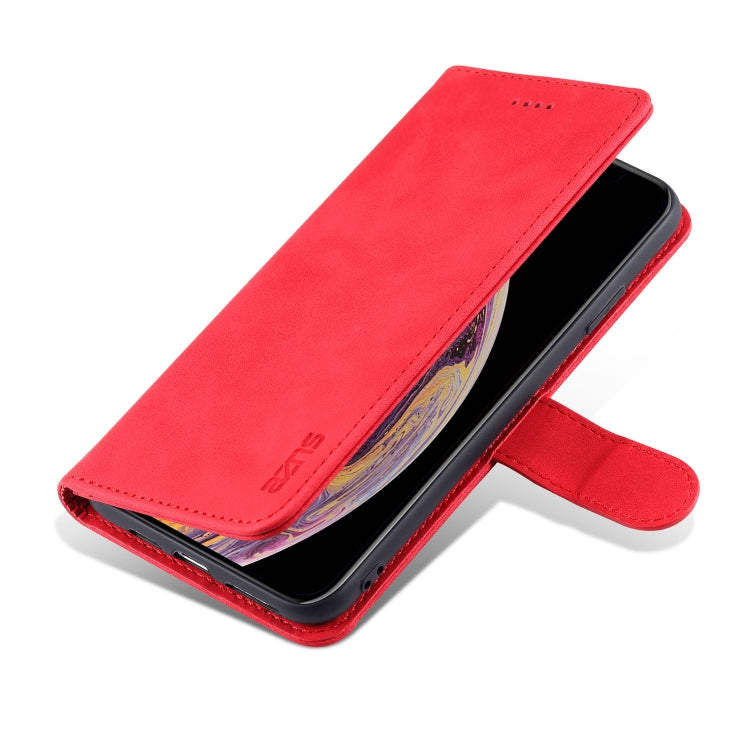 For iPhone XS Max AZNS Skin Feel Calf Texture Horizontal Flip Leather Case with Card Slots & Holder & Wallet(Red) - HoMEdemic™ 