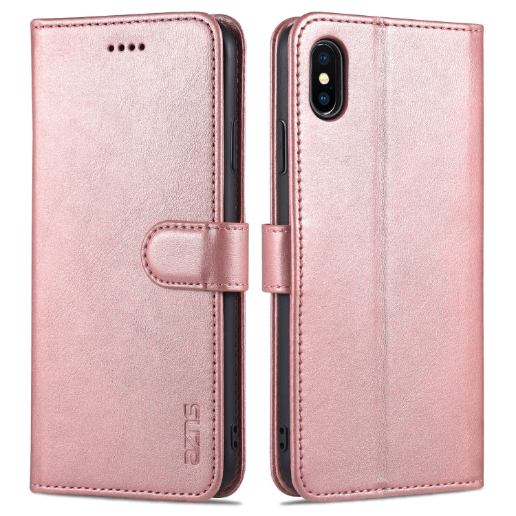 For iPhone XS Max AZNS Skin Feel Calf Texture Horizontal Flip Leather Case with Card Slots & Holder & Wallet(Rose Gold) - HoMEdemic™ 