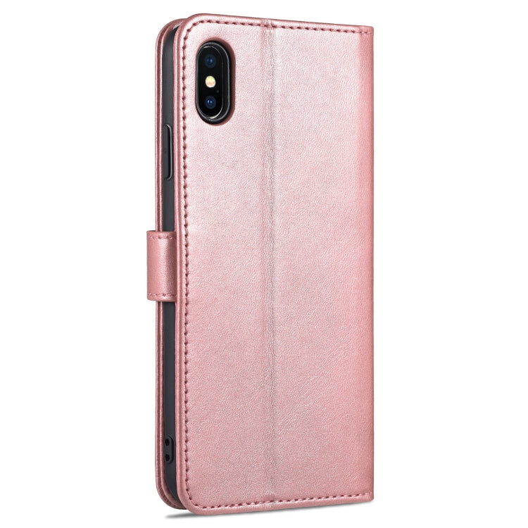 For iPhone XS Max AZNS Skin Feel Calf Texture Horizontal Flip Leather Case with Card Slots & Holder & Wallet(Rose Gold) - HoMEdemic™ 