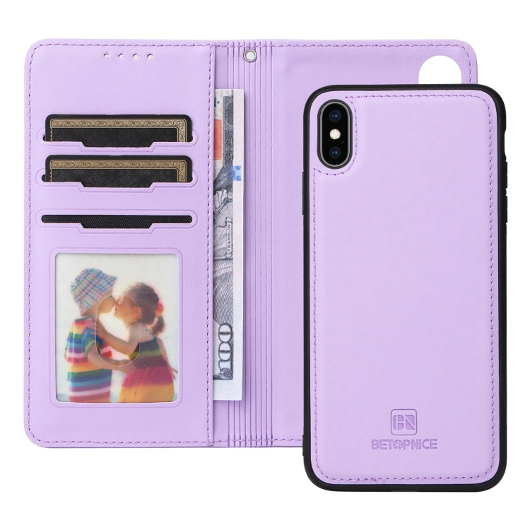 For iPhone XS Max BETOPNICE BN-005 2 in 1 Detachable Imitate Genuine Leather Phone Case(Light Purple) - HoMEdemic™ 
