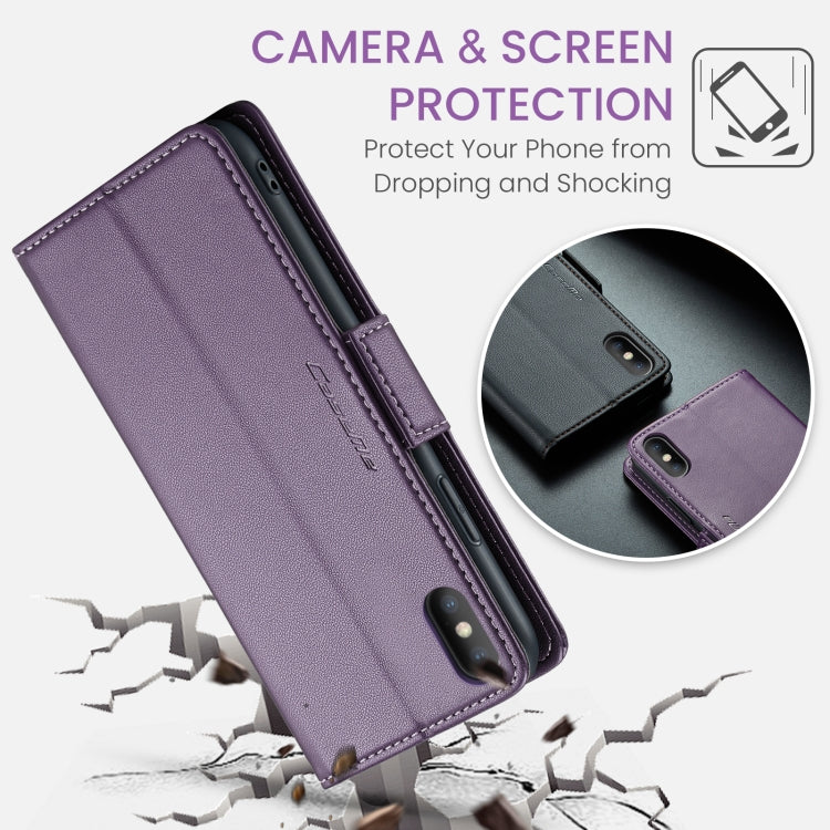 For iPhone XS Max CaseMe 023 Butterfly Buckle Litchi Texture RFID Anti-theft Leather Phone Case(Pearly Purple) - HoMEdemic™ 