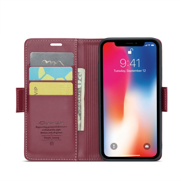 For iPhone XS Max CaseMe 023 Butterfly Buckle Litchi Texture RFID Anti-theft Leather Phone Case(Wine Red) - HoMEdemic™ 