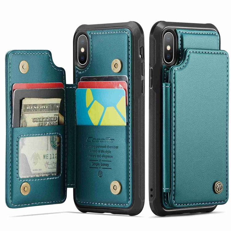For iPhone XS Max CaseMe C22 Card Slots Holder RFID Anti-theft Phone Case(Blue Green) - HoMEdemic™ 