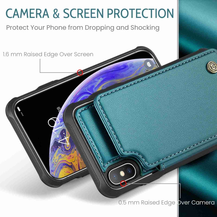For iPhone XS Max CaseMe C22 Card Slots Holder RFID Anti-theft Phone Case(Blue Green) - HoMEdemic™ 