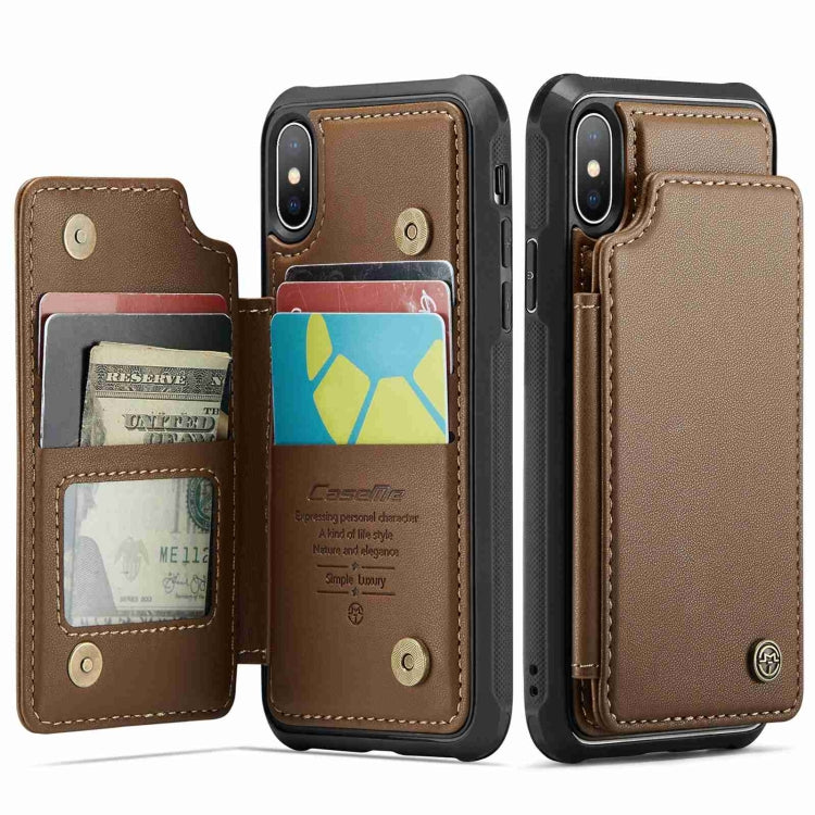 For iPhone XS Max CaseMe C22 Card Slots Holder RFID Anti-theft Phone Case(Brown) - HoMEdemic™ 