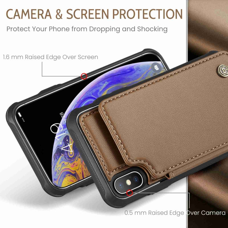For iPhone XS Max CaseMe C22 Card Slots Holder RFID Anti-theft Phone Case(Brown) - HoMEdemic™ 