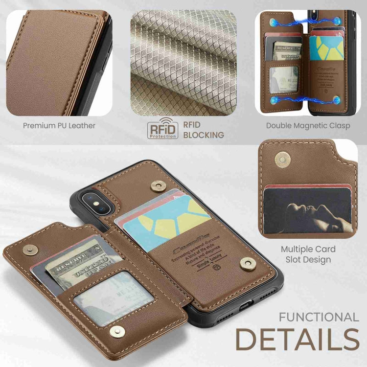 For iPhone XS Max CaseMe C22 Card Slots Holder RFID Anti-theft Phone Case(Brown) - HoMEdemic™ 