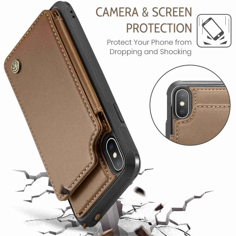 For iPhone XS Max CaseMe C22 Card Slots Holder RFID Anti-theft Phone Case(Brown) - HoMEdemic™ 