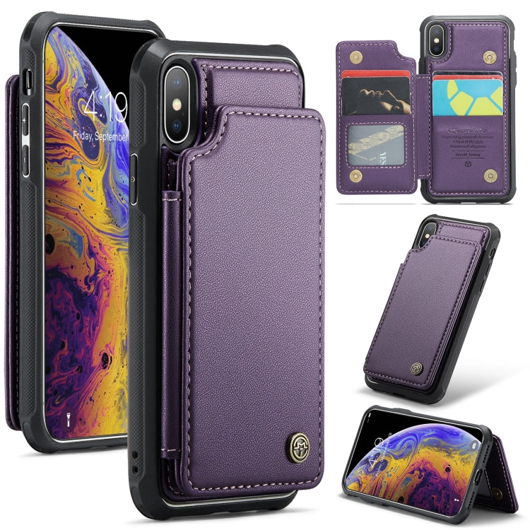 For iPhone XS Max CaseMe C22 Card Slots Holder RFID Anti-theft Phone Case(Purple) - HoMEdemic™ 