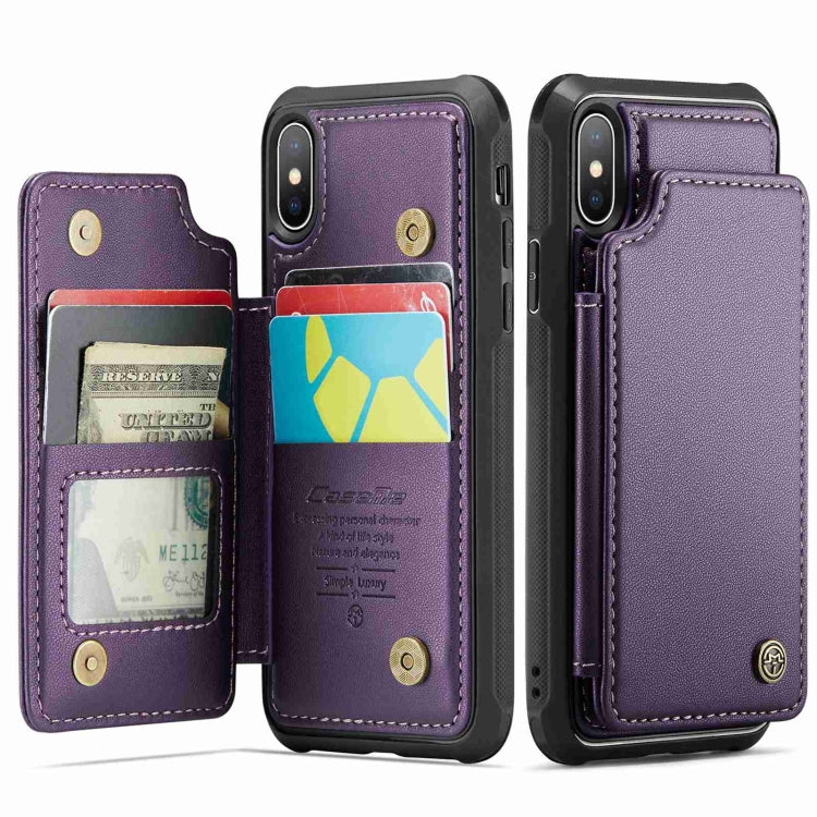 For iPhone XS Max CaseMe C22 Card Slots Holder RFID Anti-theft Phone Case(Purple) - HoMEdemic™ 