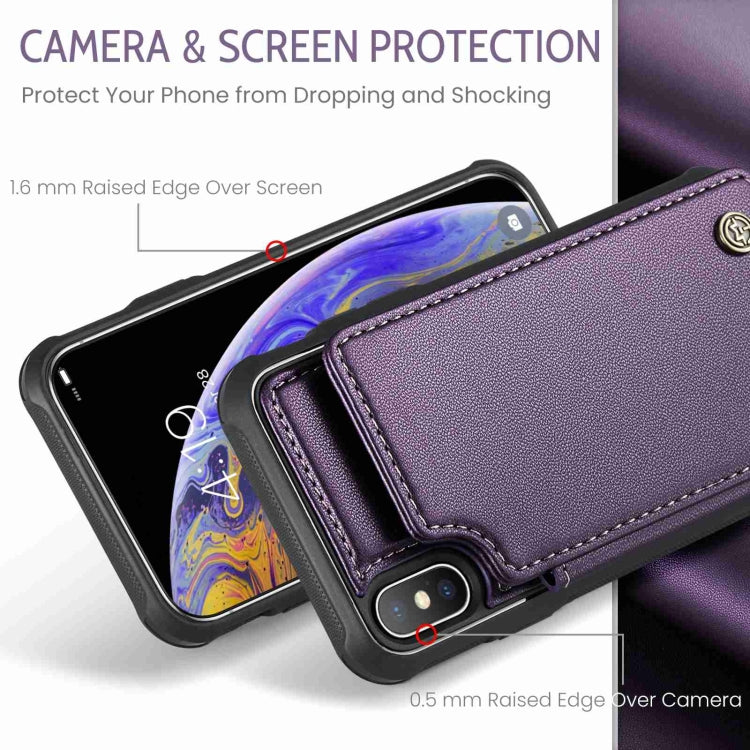 For iPhone XS Max CaseMe C22 Card Slots Holder RFID Anti-theft Phone Case(Purple) - HoMEdemic™ 
