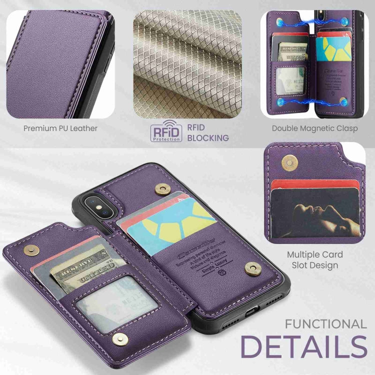 For iPhone XS Max CaseMe C22 Card Slots Holder RFID Anti-theft Phone Case(Purple) - HoMEdemic™ 