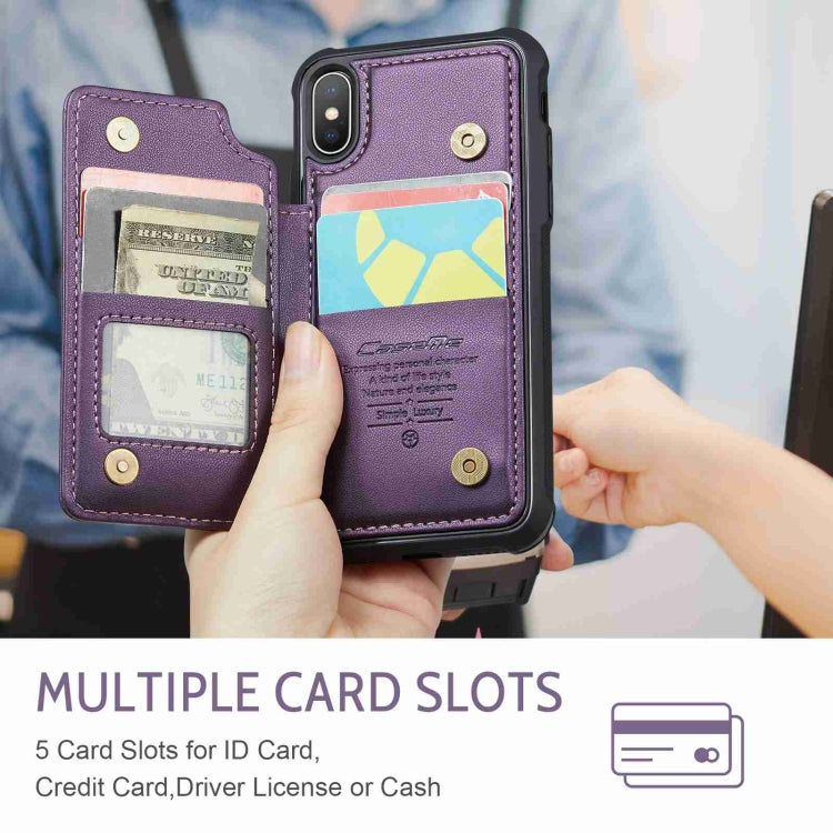 For iPhone XS Max CaseMe C22 Card Slots Holder RFID Anti-theft Phone Case(Purple) - HoMEdemic™ 