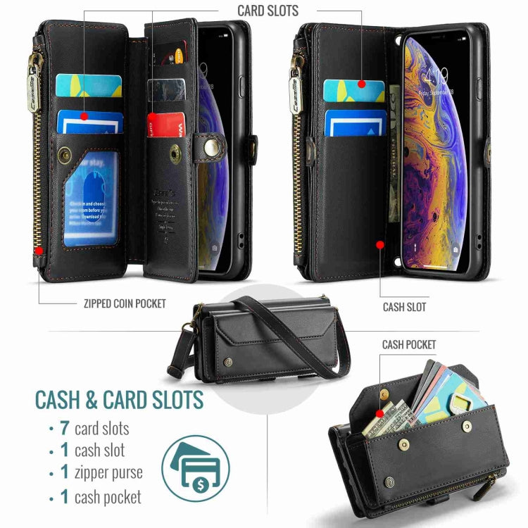 For iPhone XS Max CaseMe C36 Card Slots Zipper Wallet RFID Anti-theft Leather Phone Case(Black) - HoMEdemic™ 