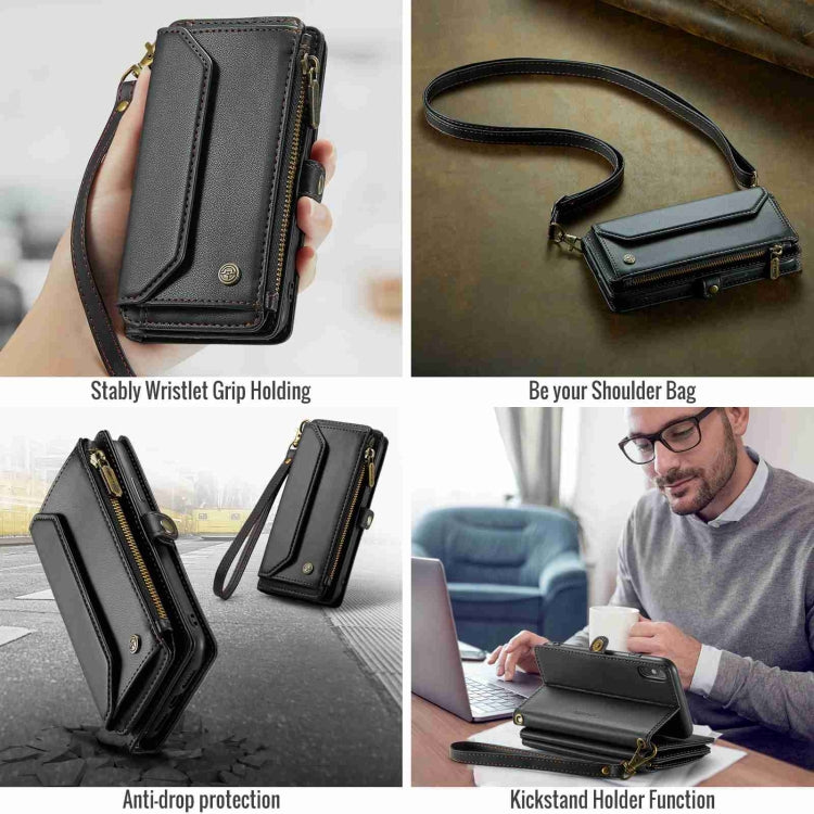 For iPhone XS Max CaseMe C36 Card Slots Zipper Wallet RFID Anti-theft Leather Phone Case(Black) - HoMEdemic™ 