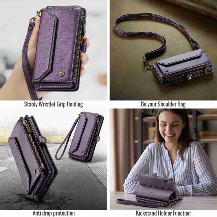 For iPhone XS Max CaseMe C36 Card Slots Zipper Wallet RFID Anti-theft Leather Phone Case(Purple) - HoMEdemic™ 