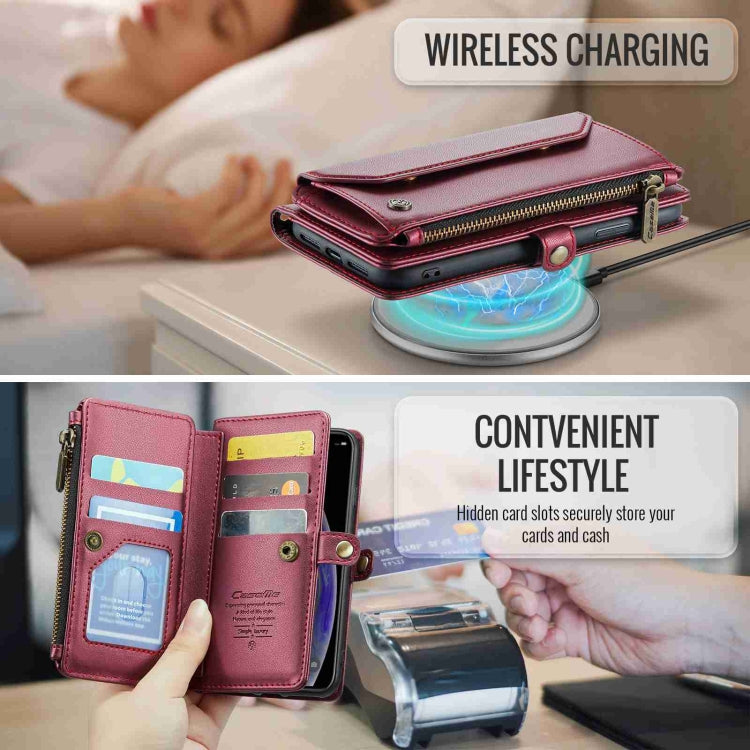 For iPhone XS Max CaseMe C36 Card Slots Zipper Wallet RFID Anti-theft Leather Phone Case(Wine Red) - HoMEdemic™ 