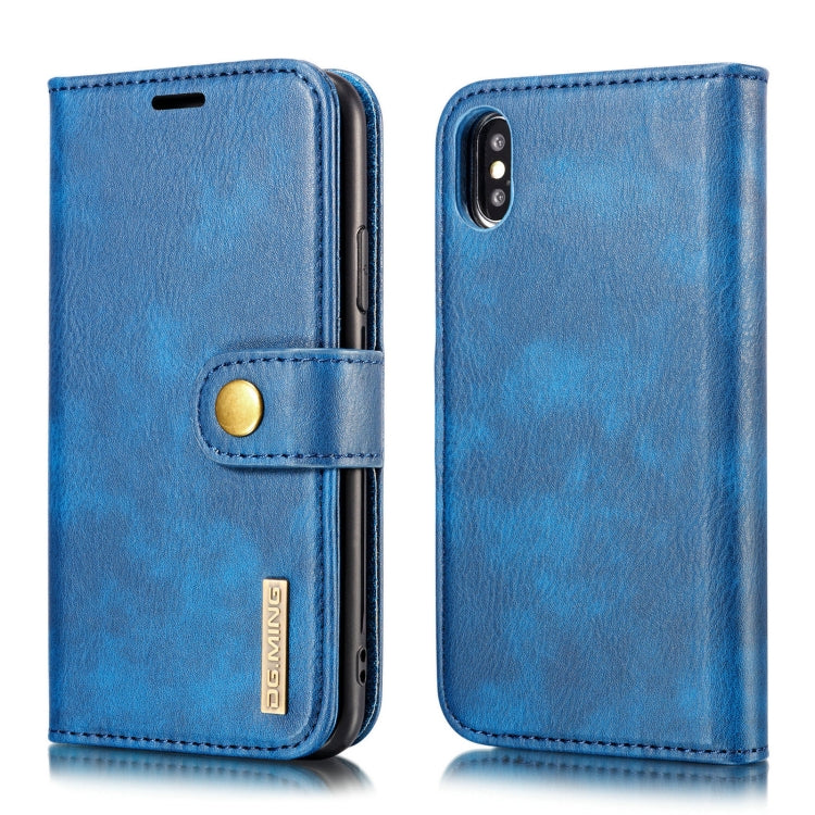 For iPhone XS Max DG.MING Crazy Horse Texture Flip Detachable Magnetic Leather Case with Holder & Card Slots & Wallet (Blue) - HoMEdemic™ 