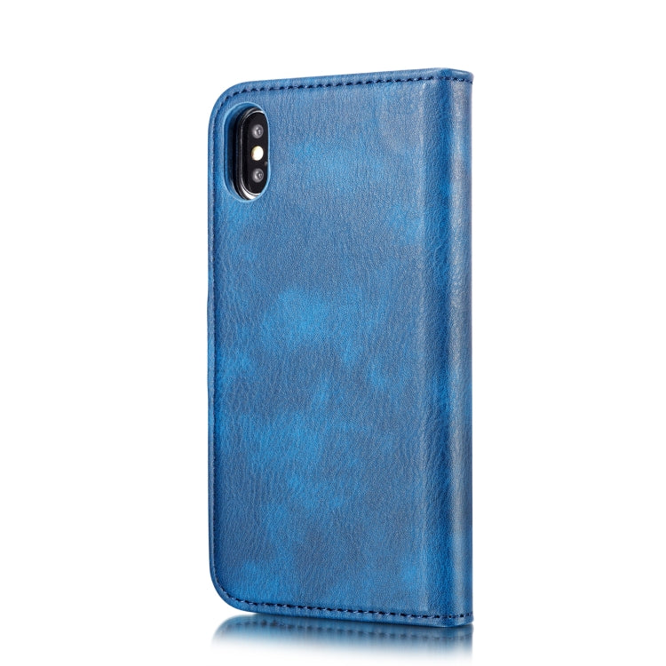 For iPhone XS Max DG.MING Crazy Horse Texture Flip Detachable Magnetic Leather Case with Holder & Card Slots & Wallet (Blue) - HoMEdemic™ 