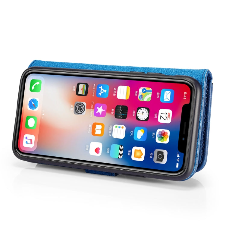 For iPhone XS Max DG.MING Crazy Horse Texture Flip Detachable Magnetic Leather Case with Holder & Card Slots & Wallet (Blue) - HoMEdemic™ 