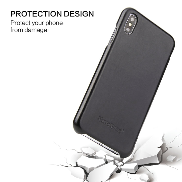 For iPhone XS Max Fierre Shann Business Magnetic Horizontal Flip Genuine Leather Case(Black) - HoMEdemic™ 