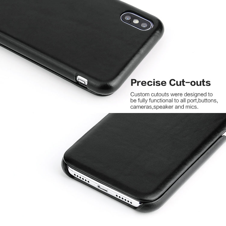 For iPhone XS Max Fierre Shann Business Magnetic Horizontal Flip Genuine Leather Case(Black) - HoMEdemic™ 