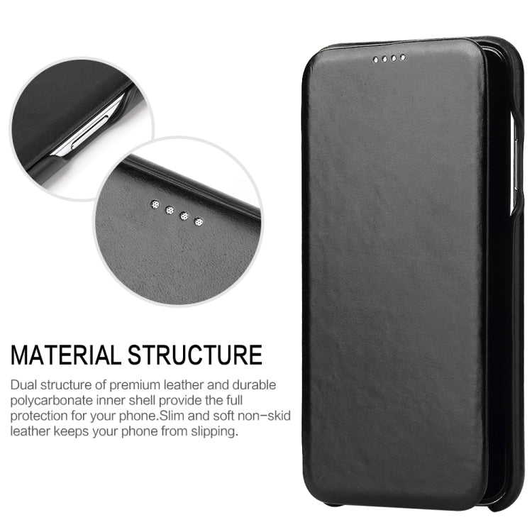 For iPhone XS Max Fierre Shann Business Magnetic Horizontal Flip Genuine Leather Case(Black) - HoMEdemic™ 