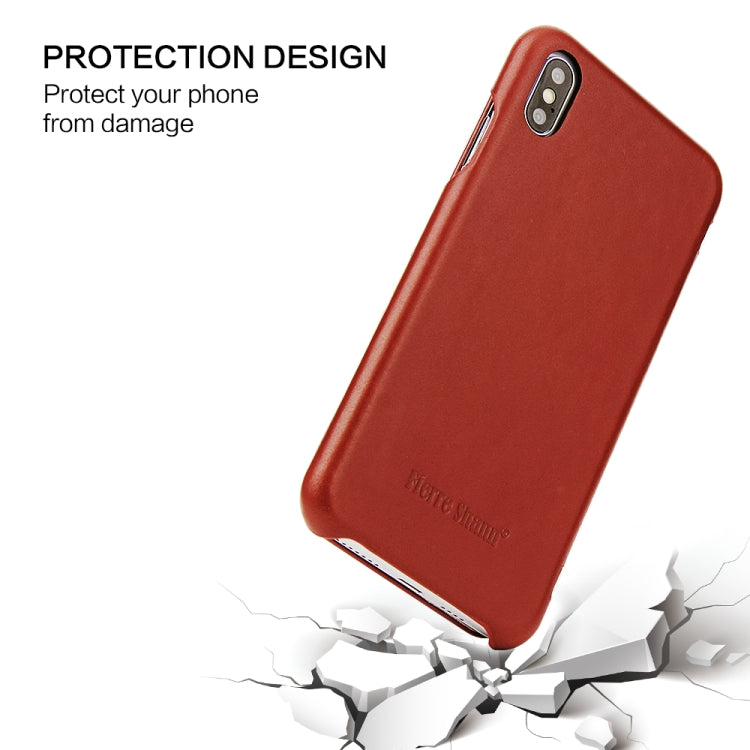For iPhone XS Max Fierre Shann Business Magnetic Horizontal Flip Genuine Leather Case(Brown) - HoMEdemic™ 