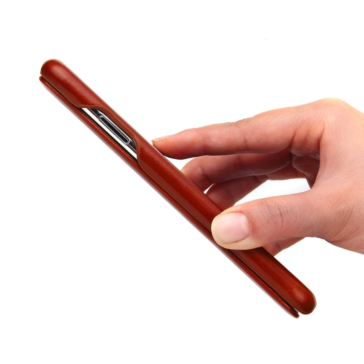 For iPhone XS Max Fierre Shann Business Magnetic Horizontal Flip Genuine Leather Case(Brown) - HoMEdemic™ 