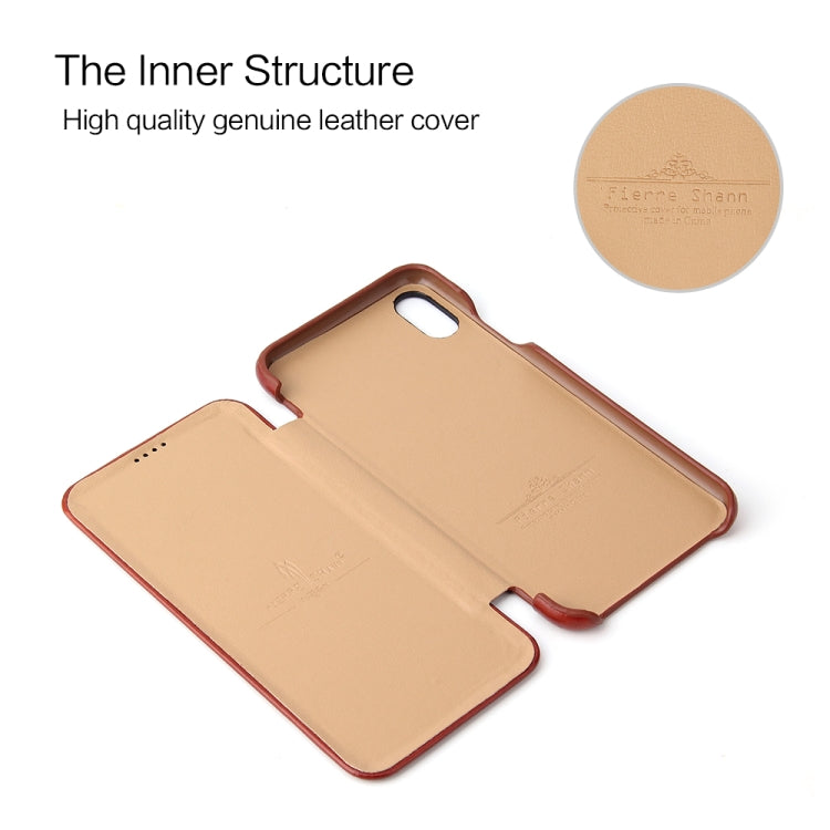 For iPhone XS Max Fierre Shann Business Magnetic Horizontal Flip Genuine Leather Case(Brown) - HoMEdemic™ 