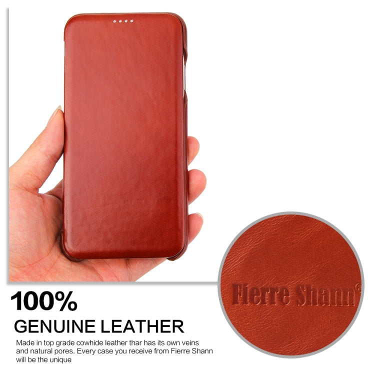 For iPhone XS Max Fierre Shann Business Magnetic Horizontal Flip Genuine Leather Case(Brown) - HoMEdemic™ 