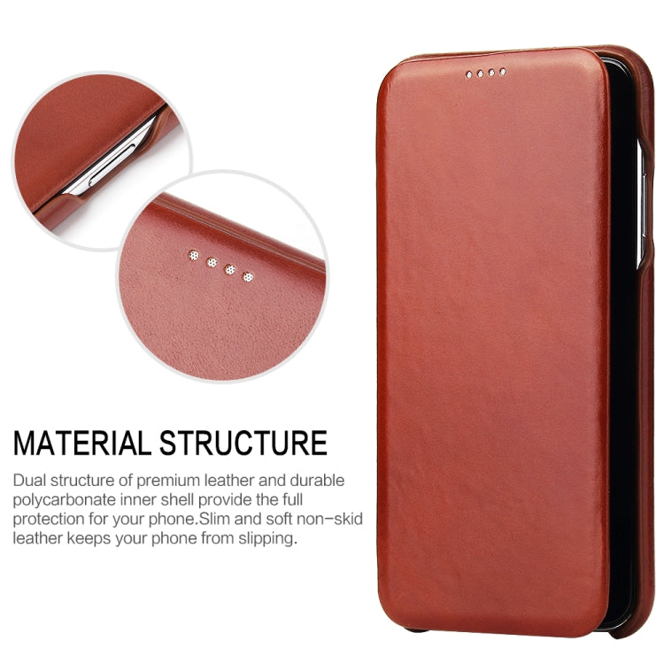 For iPhone XS Max Fierre Shann Business Magnetic Horizontal Flip Genuine Leather Case(Brown) - HoMEdemic™ 