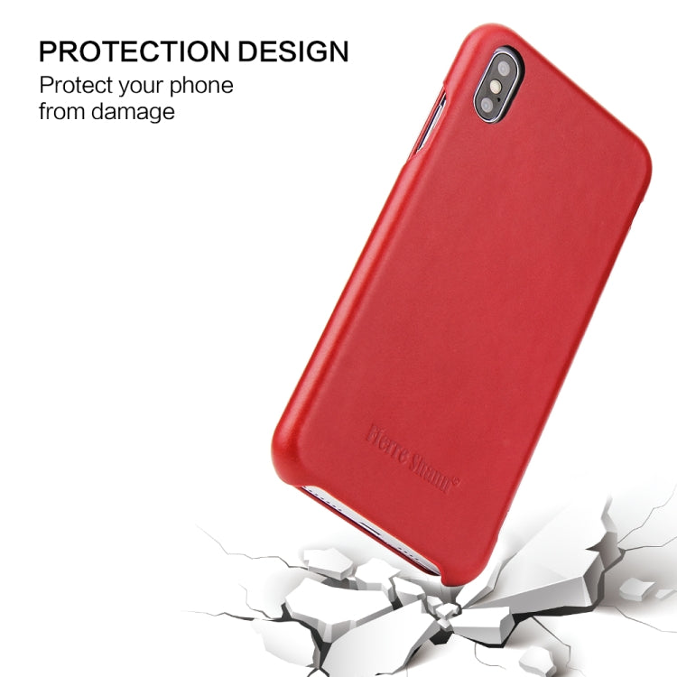 For iPhone XS Max Fierre Shann Business Magnetic Horizontal Flip Genuine Leather Case(Red) - HoMEdemic™ 