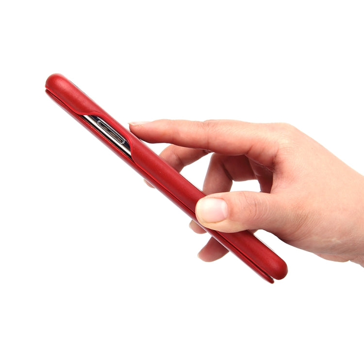 For iPhone XS Max Fierre Shann Business Magnetic Horizontal Flip Genuine Leather Case(Red) - HoMEdemic™ 