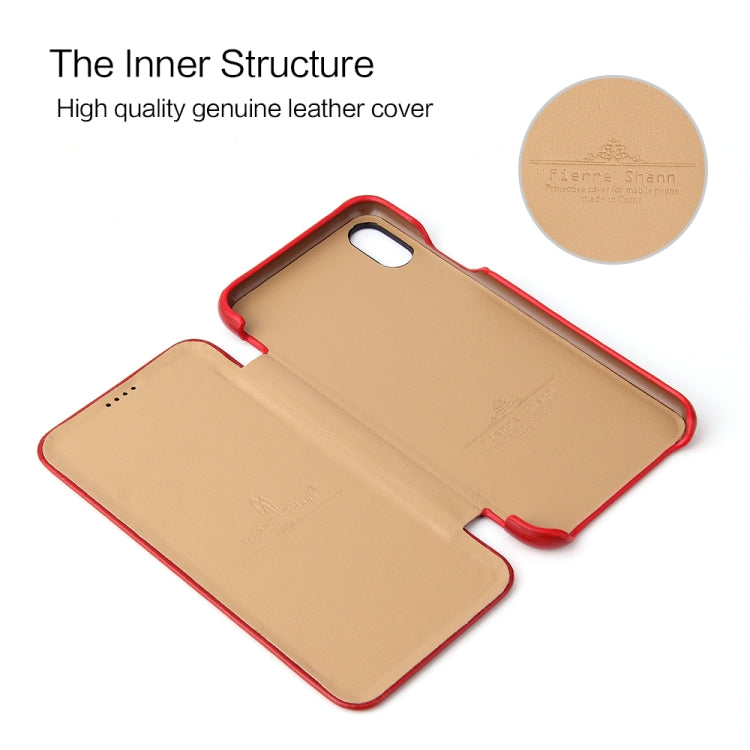 For iPhone XS Max Fierre Shann Business Magnetic Horizontal Flip Genuine Leather Case(Red) - HoMEdemic™ 