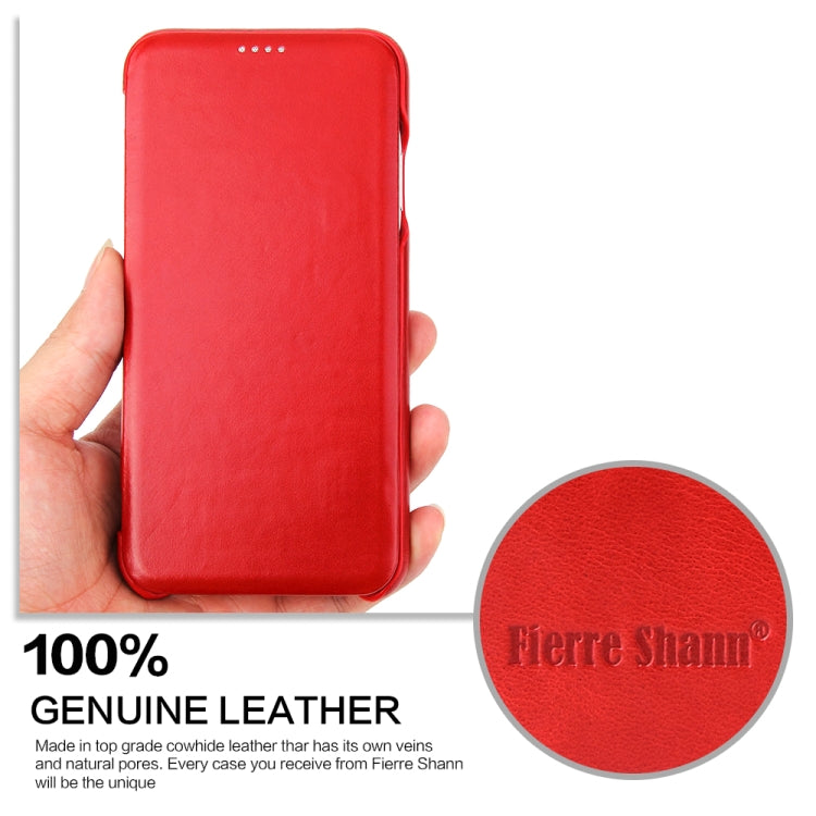 For iPhone XS Max Fierre Shann Business Magnetic Horizontal Flip Genuine Leather Case(Red) - HoMEdemic™ 