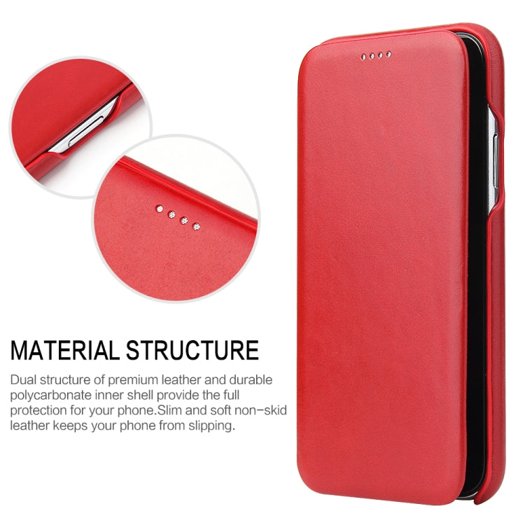 For iPhone XS Max Fierre Shann Business Magnetic Horizontal Flip Genuine Leather Case(Red) - HoMEdemic™ 