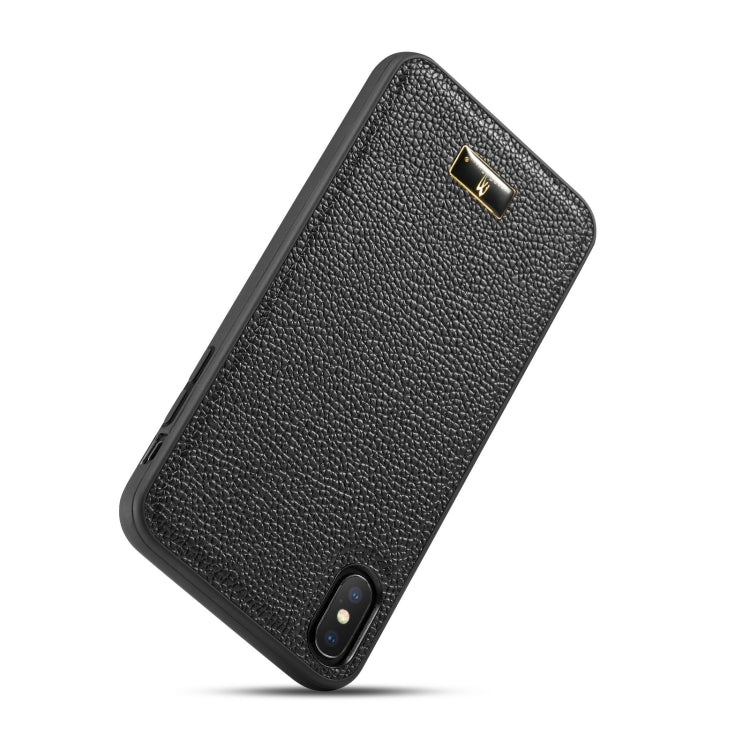 For iPhone XS Max Fierre Shann Leather Texture Phone Back Cover Case(Lychee Black) - HoMEdemic™ 