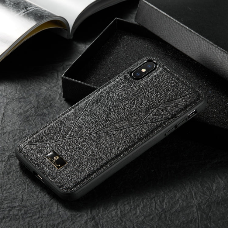 For iPhone XS Max Fierre Shann Leather Texture Phone Back Cover Case(Ox Tendon Black) - HoMEdemic™ 