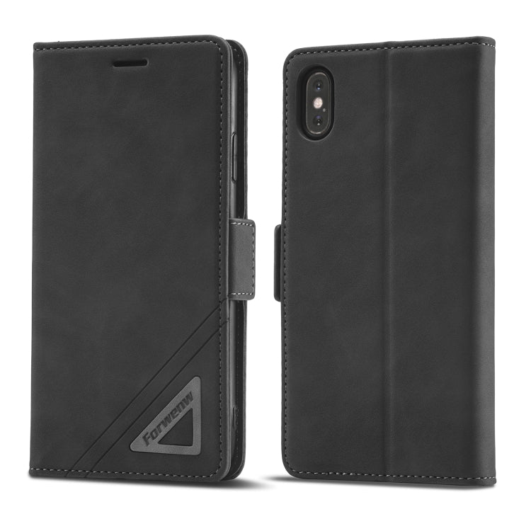 For iPhone XS Max Forwenw Dual-side Buckle Leather Phone Case(Black) - HoMEdemic™ 
