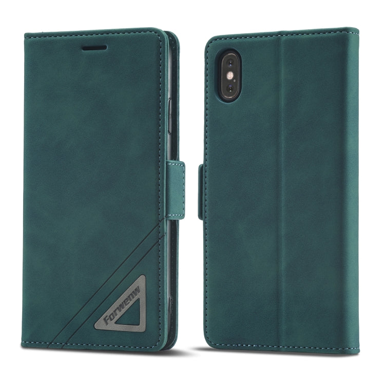 For iPhone XS Max Forwenw Dual-side Buckle Leather Phone Case(Dark Cyan) - HoMEdemic™ 