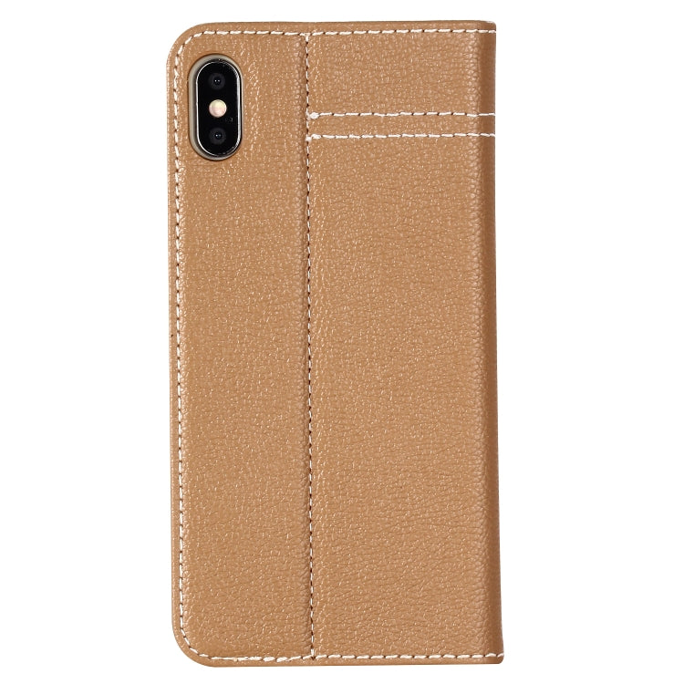For iPhone XS Max GEBEI Top-grain Leather Horizontal Flip Protective Case with Holder & Card Slots(Khaki) - HoMEdemic™ 