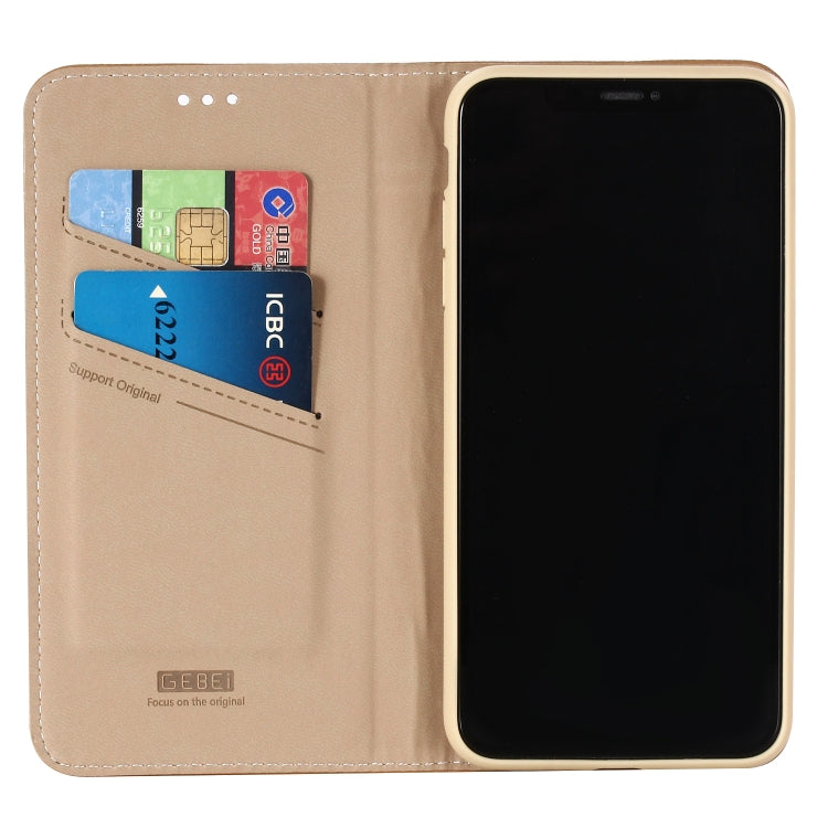 For iPhone XS Max GEBEI Top-grain Leather Horizontal Flip Protective Case with Holder & Card Slots(Khaki) - HoMEdemic™ 
