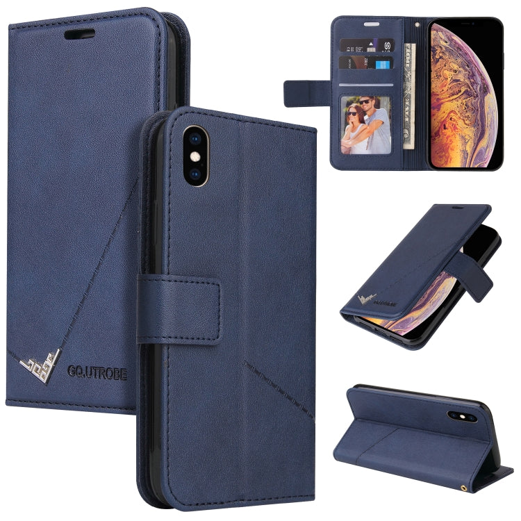 For iPhone XS Max GQUTROBE Right Angle Leather Phone Case(Blue) - HoMEdemic™ 
