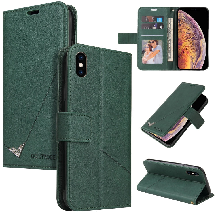 For iPhone XS Max GQUTROBE Right Angle Leather Phone Case(Green) - HoMEdemic™ 