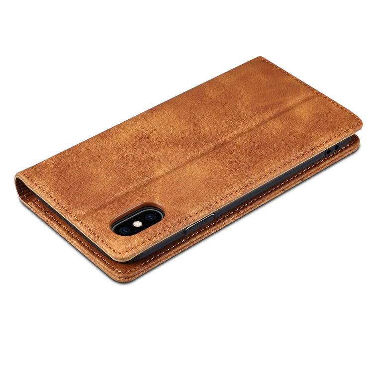 For iPhone XS Max GUSSIM GS-001 Business Style Horizontal Flip Skin Feel PU Leather Case with Holder & Card Slots & Wallet & Photo Frame(Brown) - HoMEdemic™ 