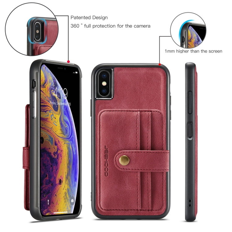For iPhone XS Max JEEHOOD RFID Blocking Anti-Theft Wallet Phone Case(Red) - HoMEdemic™ 