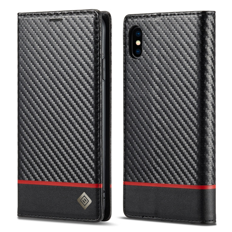 For iPhone XS Max LC.IMEEKE Carbon Fiber PU + TPU Horizontal Flip Leather Case with Holder & Card Slot & Wallet(Horizontal Black) - HoMEdemic™ 