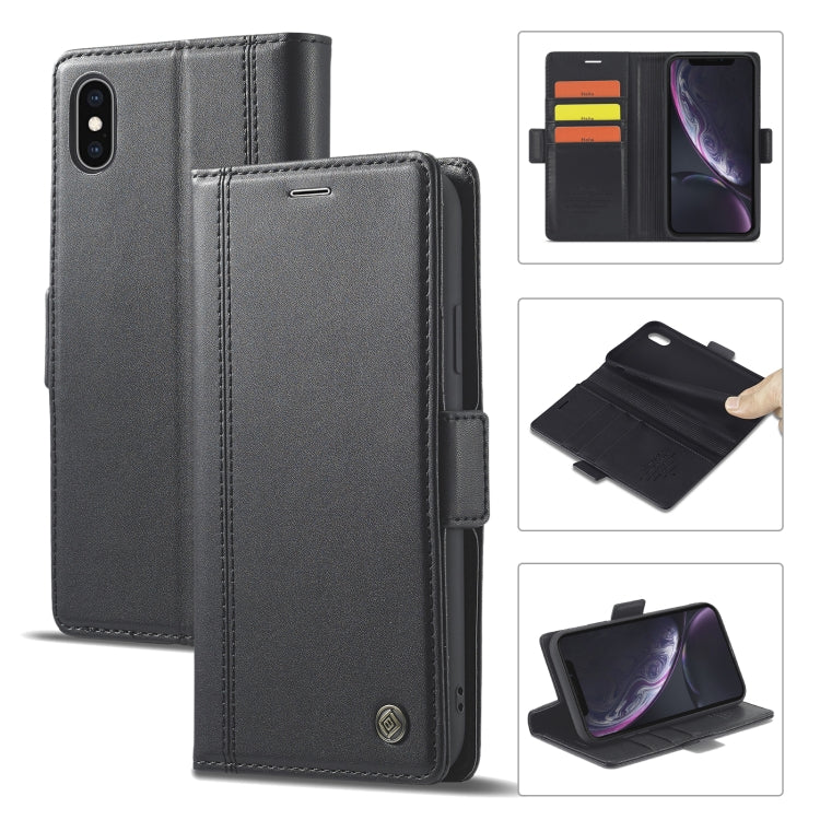 For iPhone XS Max LC.IMEEKE Magnetic Buckle PU + TPU Horizontal Flip Leather Case with Holder & Card Slots & Wallet(Black) - HoMEdemic™ 