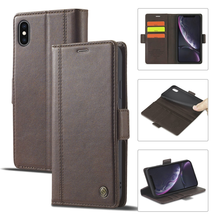For iPhone XS Max LC.IMEEKE Magnetic Buckle PU + TPU Horizontal Flip Leather Case with Holder & Card Slots & Wallet(Coffee) - HoMEdemic™ 